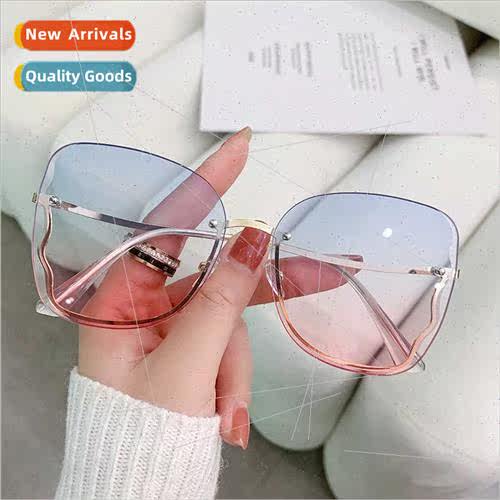 new rimless cut edge sunglasses fashion set shooting ladies