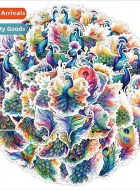 50 pcs of colorful peacock graffi stickers skateboard luggag