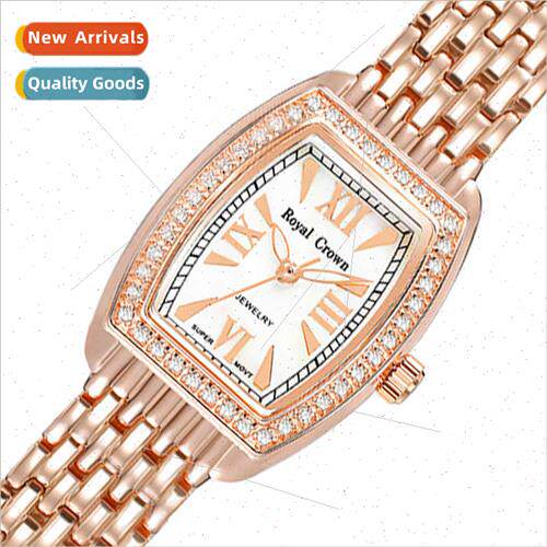Women simple compact dial fashion inlaid zirconium steel bwa