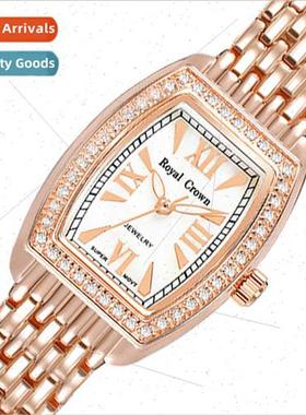 Women simple compact dial fashion inlaid zirconium steel bwa