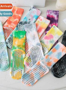 Tie-dye socks women spring summer  cotton mid-calf socks ins