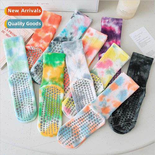 Tie-dye socks women spring summer  cotton mid-calf socks ins