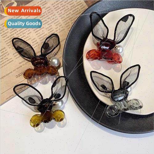 Korea ins bow bangs grab clip cute mesh rabb ears hair clips