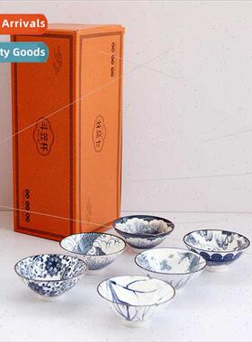 Retro hand-painted blue whe teacups ceramic master cup tea s