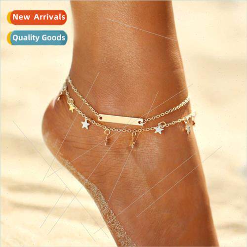 Europe sweet hundred simple metal pentagram anklet long sequ