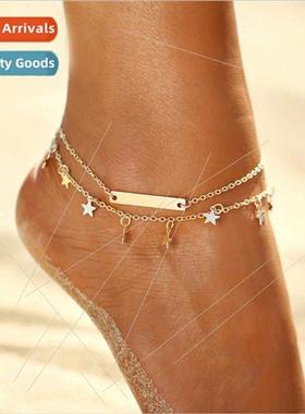 Europe sweet hundred simple metal pentagram anklet long sequ