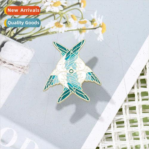 Cartoon wings feather alloy brooch personalized versatile cl