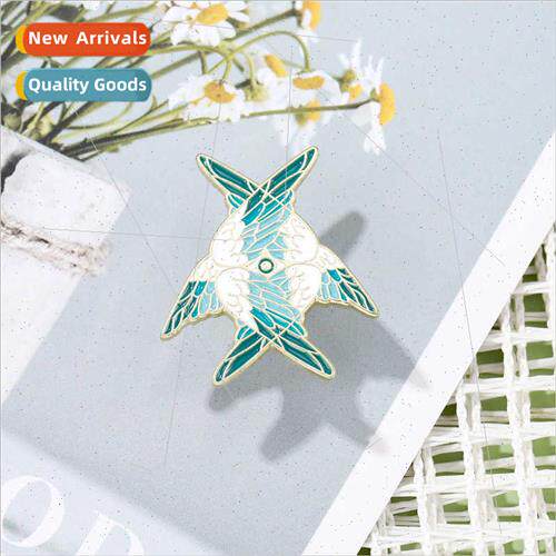 Cartoon wings feather alloy brooch personalized versatile cl