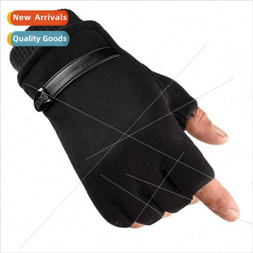 Autumn winter warm half-finger gloves suede fleece keyboard