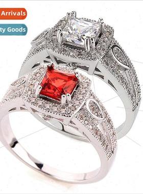 Red whe crystal whe gold plated ring simple hundred copper s