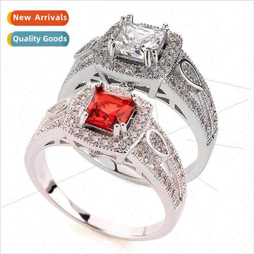 Red whe crystal whe gold plated ring simple hundred copper s