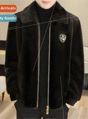 Mink coat men winter whole mink fur one mink hair short thic