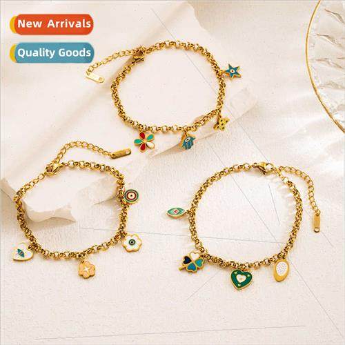 Europe ins niche personalized hand jewelry colorful oil drip