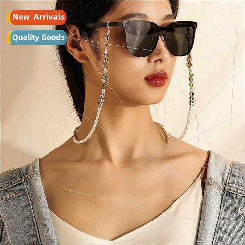 mple personalized ins love heart pearl necklace oval mask ch