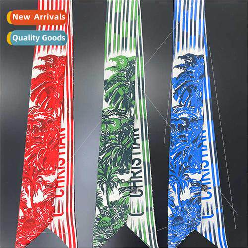 Long silk scarf women 2023 summer new small silk scarf print