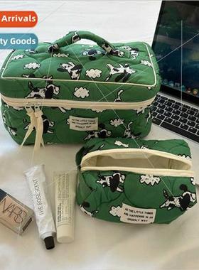 Korea ins cute cartoon makeup bag large capacy girl heart po