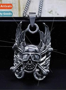 Fashion Plating Necklace Cyberpunk Skull Pendant Men Collarb