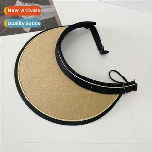 straw hat large hollow brim foldable top summer Vinyl female
