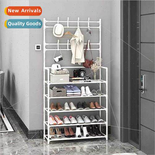 Household multifunctional floor coat rack shoe rack simple o