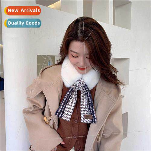 Thousand birds check fur scarf female fall winter Korean spl