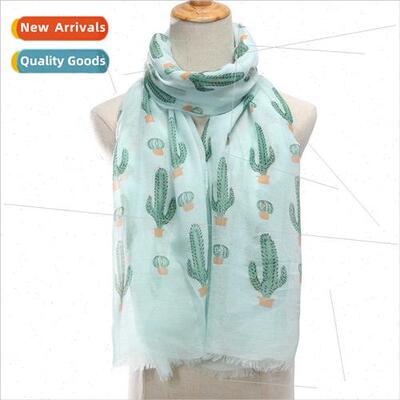 Women scarf summer Japanese cactus printing sarong autumn  w
