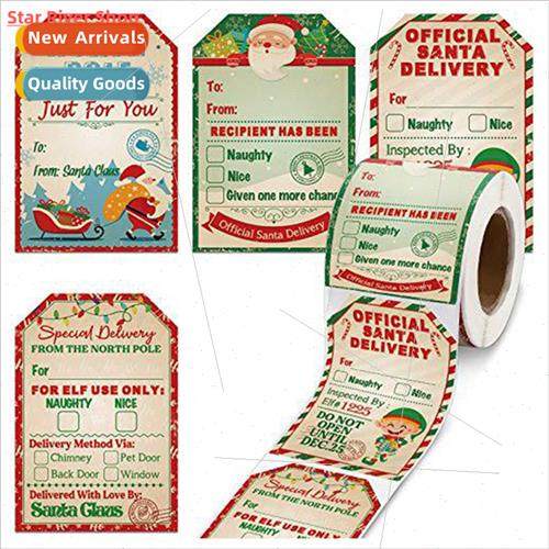 50-200pcs Merry Christmas  Tags Santa Claus Labels Stick