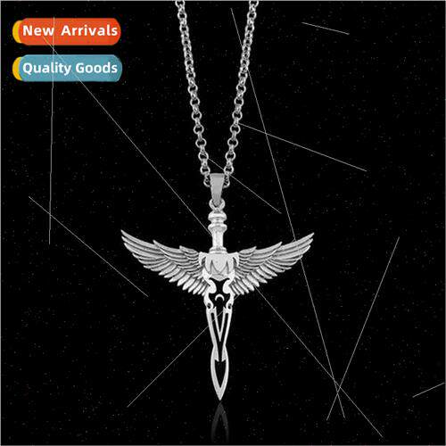 lver wings dagger necklace men pendant hip hop tanium steel