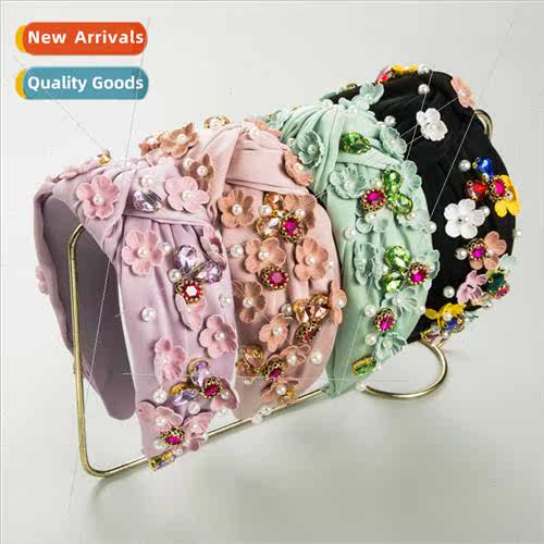 Hair bands baroque wide edge flower pearl headband fashion r