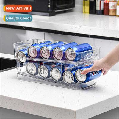 Refrigerator Beverage Organizer Rolling Double Tier All-in-O