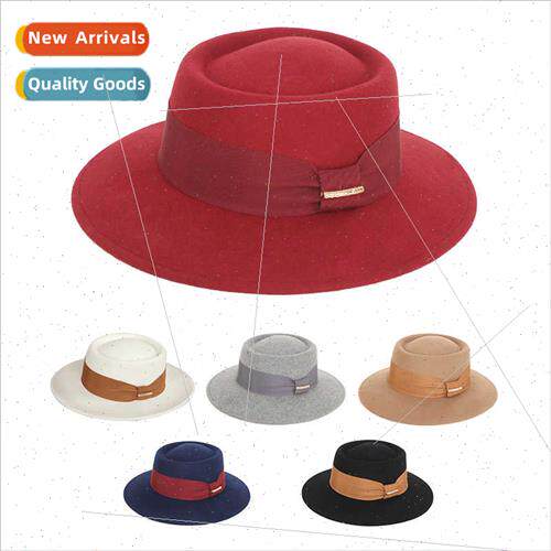 New wool bow flat top tweed cap vintage cowboy jazz cap Bris