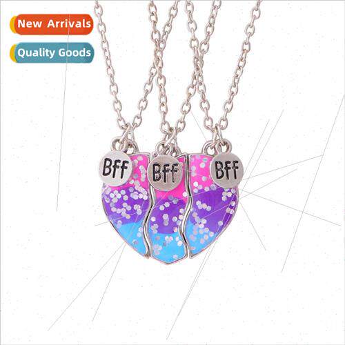 Europe New Gradient Color BFF Love Necklace Kids Pendant 3 B