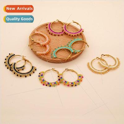 Vintage Bohemian Style Colorful Crystals Beaded Rice Beads W