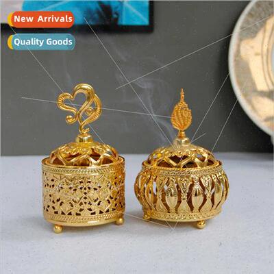 Middle East Arabian handheld incense burner  lace gold hollo