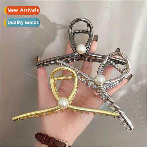Large Pearl Hair Clip Metal Grab Clip Female Back Head Hair