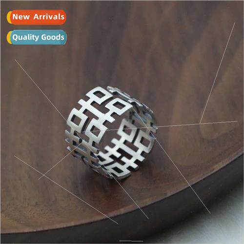 Vintage s925 hi hollow silver ring female simple ethnic wind