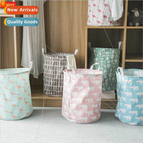 Cotton linen fabric dirty clothes basket foldable waterprodi