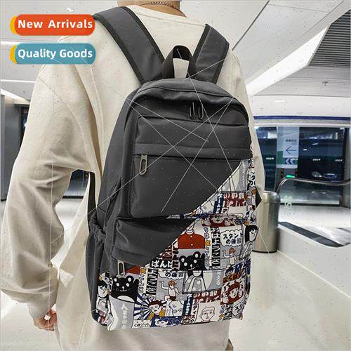 Korean graffi couple backpack Korean fashion texture nd shou