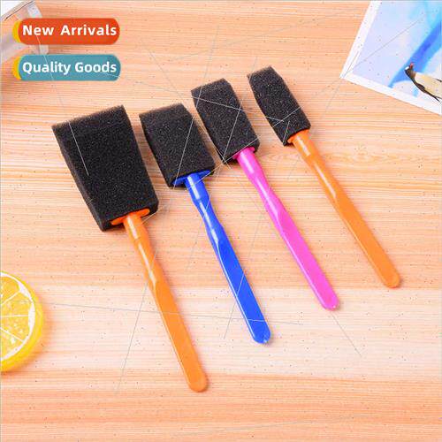 Sponge painting brush 4 sets plastic handle kindergarten pai