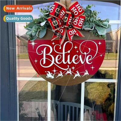 Bowknot Alphabet Wreath 2023 New Christmas Wooden gn Decorat