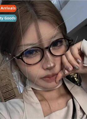 Retro oval small frame leopard print nerd glasses anti-blue