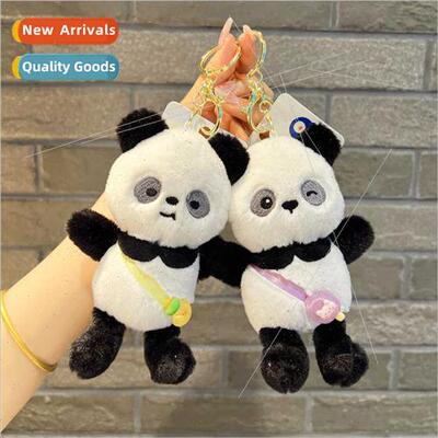 Cute panda keychain plush toys schoolbag pendant couple doll
