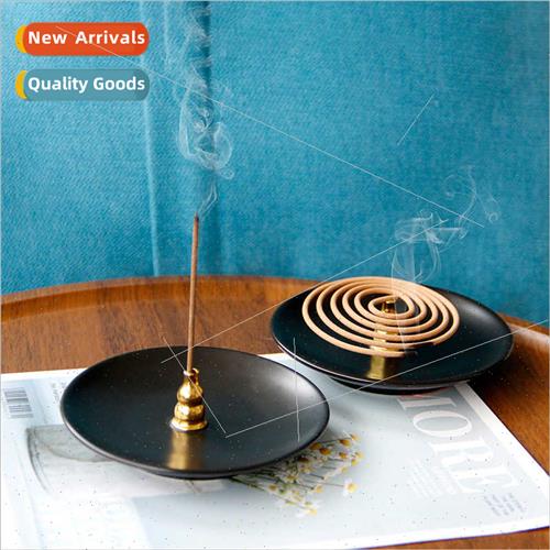 Matte black ceramic incense stick plate incense stceramic pl