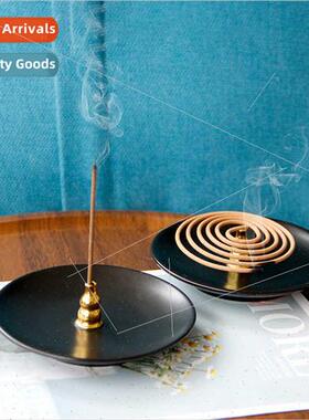 Matte black ceramic incense stick plate incense stceramic pl