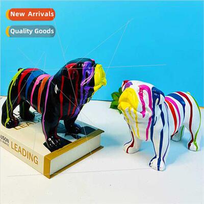 Splatter paint cartoon colorful dog ornament animal resin cr