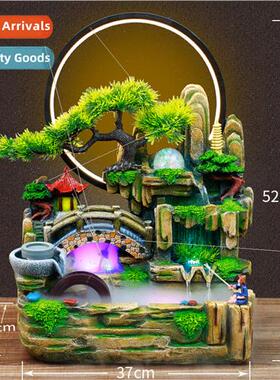 Wigwam flowing fountain ornaments fish tank Chinese wh light