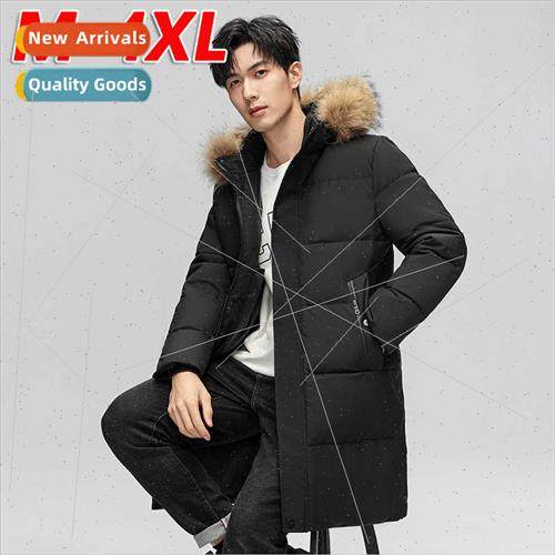 2023 new hooded down jacket in long thickened solid color ja