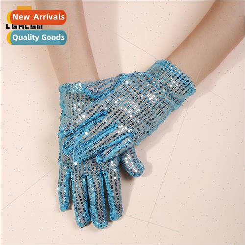 Monochrome Sequin Gloves Per适用mance Fashion Trend Gloves S
