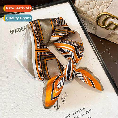 Spring Autumn silk plaid bohemian wind silk scarf female pro