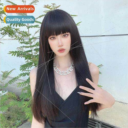 Europe matte silk wig women long air bangs rose net wigs who