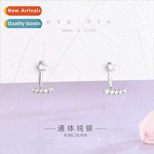 s925 silver Koreaset diamond row diamond a word earrings fas